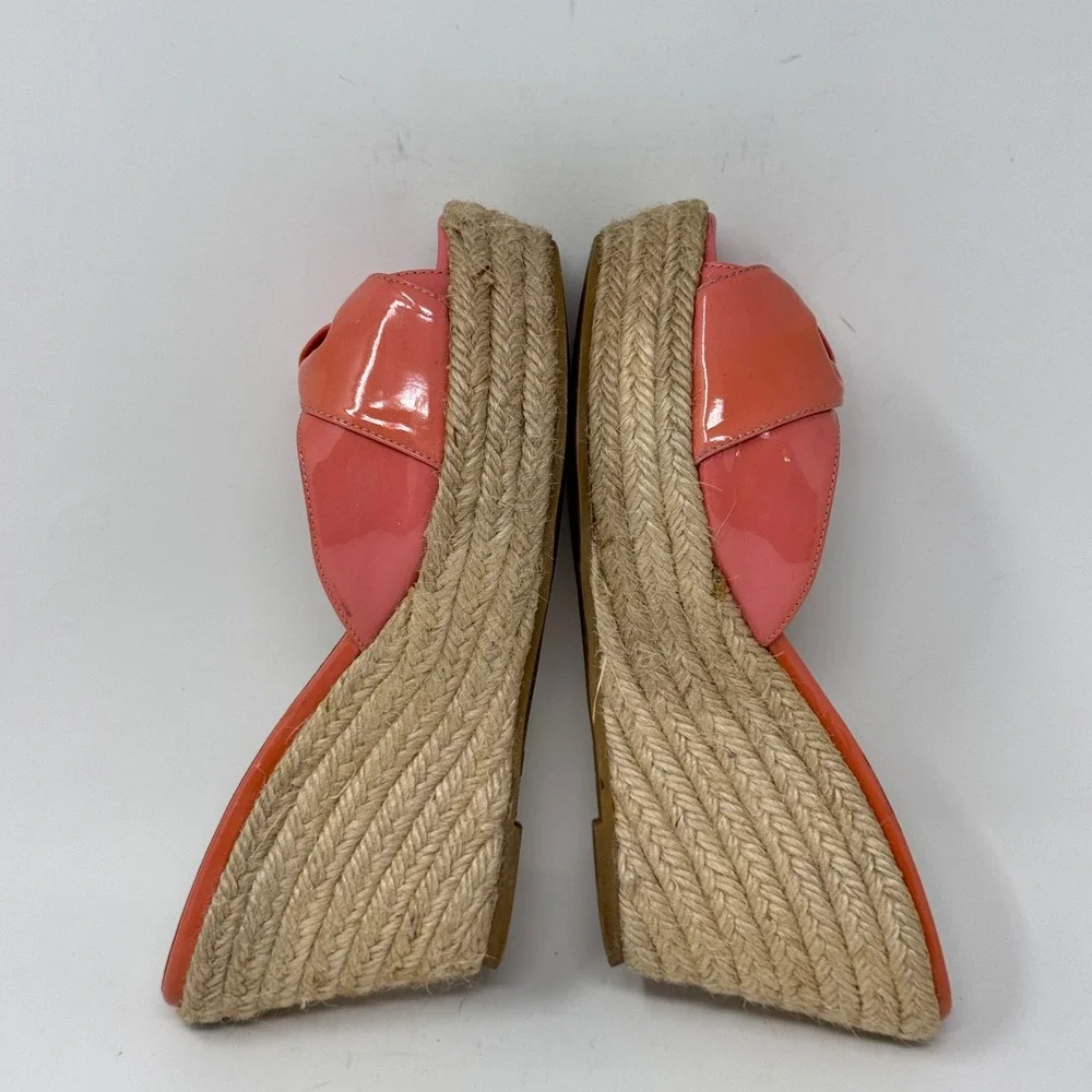 Valentino Garavani Mena Bow Espadrille Wedge Sandals – Pink Patent EU 36